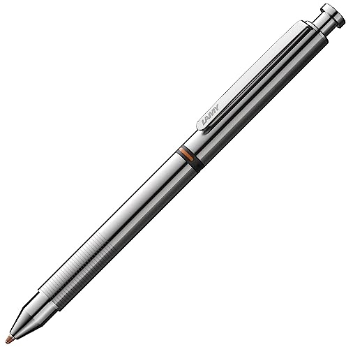 Lamy st tri pen multifunktionspenna 745 multisystemspenna i rostfritt stål med kulspetspenna M 21 svart + röd och tryckstift M 41 (0,5) HB silver linjebredd M/Mine 0,5 mm