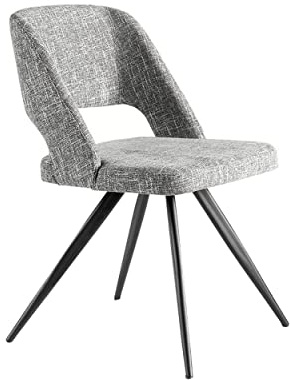 Angel Cerdá - Dunkelgrau gepolsterter Esszimmerstuhl mit schwarzen Stahlbeinen - Modernes Design - Umfassende Rückenlehne Ideal für Wohn- und Esszimmer - 53 x 61 x 82cm