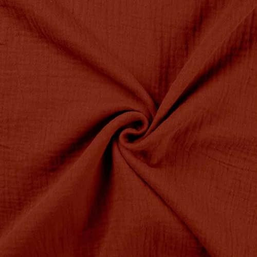 Bio Musselin, Double Gauze Baumwollstoff in unifarben Rost als Meterware zum Nähen, 50 cm