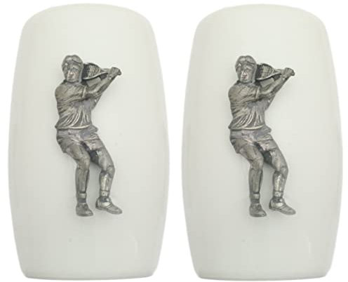 Tennis Player China Salt and Pepper Shakers Cruet Set Modern White CSP 369
