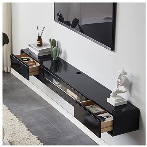 Floating TV Console Wall Mounted Under TV Stand Floating TV Console Entertainment Shelf Cabinet With Drawers And Storage For Living Room Bedroom Media Room (Color : F, Size : 140x24x20cm)