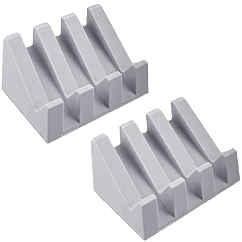 Ygapuzi Silikon Seifenschale mit Abfluss Dusche schräg Wasserfall Streifen Seifenhalter Tablett für einfache Reinigung Waschbecken Bad Küche Zubehör Seifenkissen (Hellgrau - 2 Pack)