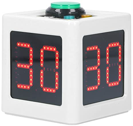 Temporizador Digital de Disparo para Póquer, Blanco, Brillo Ajustable, 3 Botones, Diseño de Cubo