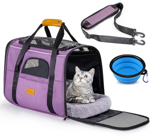 Morpilot Bolsa de Transporte Plegable para Perros y Gatos, con Correa de Hombro y Cuenco Plegable para Perros o Gatos