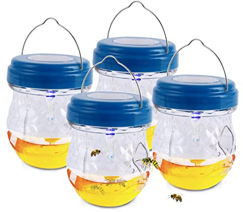 Solar Wespenfalle,Wespenfallen zum Aufhängen im Freien,Wiederverwendbare Insektenfallen,Bienenfänger, Fruchtfliegenfalle,Hornissenfalle,Für Garten,Außenhof,Bauernhof,Obstgarten,Terrasse