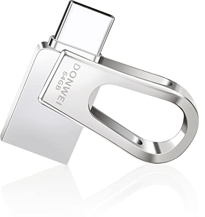 DONWEI Pendrive 64 GB-Pendrive USB C y USB 3.0, Memoria USB 64 GB y Memoria USB C para PC/Portátil/Portátil, Teléfono Móvil Tipo C-Plateado USB Stick