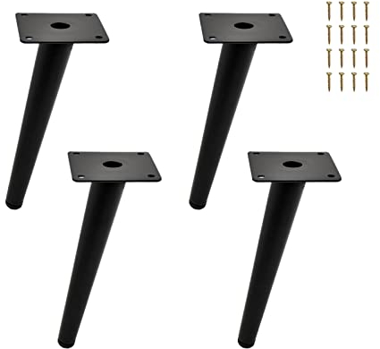 iMeshbean Möbelfüße Schräge Tischbeine, 4 Stück 20cm Metall Schwarz Möbelbeine DIY Füße für Möbel, Tischfüße Möbelfuss für Schrank Sofa Couchtische Esstisch (20CM, Cooles Schwarz)