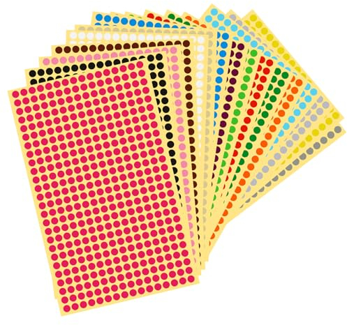 6528 Pcs Colored Dot Stickers 6528 Pcs Klebepunkte Bunt Klebepunkte Aufkleber Rund 16 Farbe Markierungspunkte Klebepunkte Bunt Aufkleber Klebepunkte bunt Punkte Aufkleber für Büro Schule Kalender
