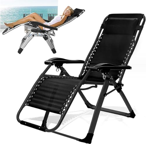 BEOTAY Sonnenliege Klappbar,Liegestuhl Balkon Mit Kopfstütze,Aluminium Gartenliege,Verstellbare Rückenlehne,Kippliege para Terraza, Piscina,180 * 65 * 40Cm,Keine Installation Erforderlich,B