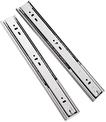 Schubladenführung mit Soft-Close-Funktion, Vollauszug, Kugellager, 300 mm, 350 mm, 500 mm, Schubladenschienen, robuste Schubladenführungen für die Küche, dreiteilig, 45 kg, 1 Paar (Silber, 550 mm/22