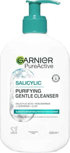 Garnier Pure Active Facial Cleansing, Removes Impurities, Oil and Make-up, with Hyaluronic Acid, Ceramide and Clay, Hydrating Deep Cleanser, 1 x 250 ml