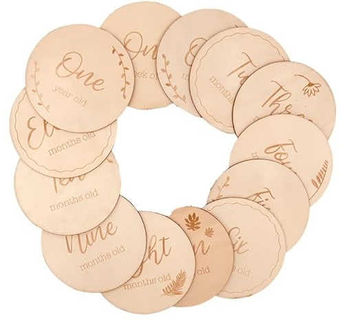 WUMZIRA Meilensteinkarten baby, Holz Meilensteinkarten Baby, auf Wichtigen Momente auf Ausgewähltes Lindenholz, Babyparty für Schwangere, Werdende Mütter & Eltern