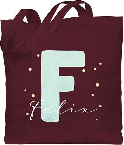 Baumwolltasche - Personalisierbares Design mit Anfangsbuchstabe und Namen | Geschenkidee mit Initialen | Kombiniere Initialbuchstabe und Namen individuell - Unisize - Bordeauxrot - namens geschenke