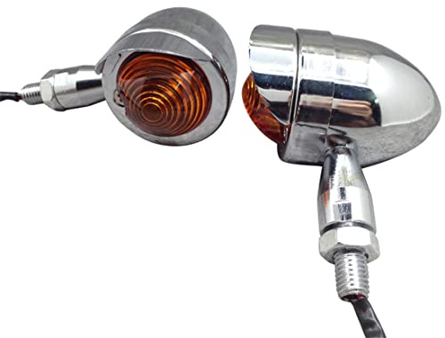 Hikneccty 1 Paar Retro Universal Motorrad Blinker Blinklicht Chrom Kugel Stahl Motorrad Blinker Visier für Kawasaki Suzuki Yamaha
