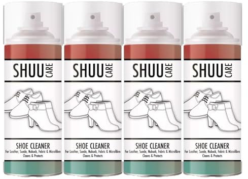 SDMAX Shoe & Boot Cleaner Spray, Cleans & Protects Leather, Suede, Nubuck, Fabric, Durable & Long-Lasting, Easy To Use, Lightweight & Portable, Multi-Purpose, 250ml (4PCS)
