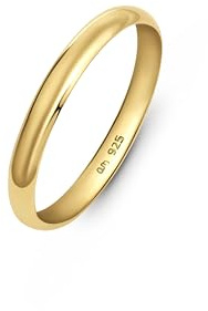 Amberta Hochzeitsringe aus 925 Sterling Silber für Damen und Herren, Eheringe mit Gelbgold- oder Roségold-Beschichtung | Eheringe für Paare 2 3 4 mm: 2.5 mm Gold Ringgröße 56.3