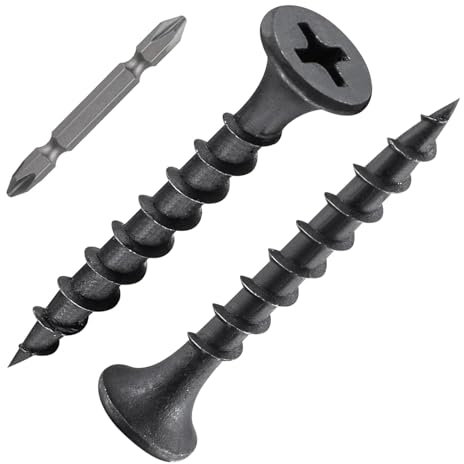 ORTAVA 200 tornillos para montaje rápido, M4 x 30 mm, fosfatados, rosca gruesa con punta de tornillo, tornillos para aglomerado con cabeza de trompeta y accionamiento en cruz, color negro