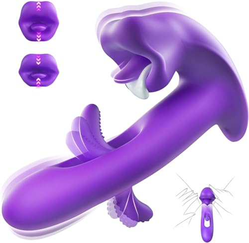 Dildo Sex Spielzeug für die Frau, KELESTA Dildos Vibration für Frauen mit 7 Zungenleck Modi &Vibrationsmodi und 10 Klopf Modi, Vibrator Vibratorensets für Frauen, Sex Spielzeug für die Paare