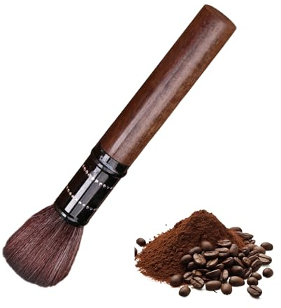 Toumett Coffee Brush, Wood Handle & Natural Bristles Dusting Brush, Barista Accessory, for Espresso Machine & Coffee Grinder, Brown, 1 Count