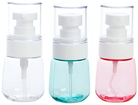 FRCOLOR 3 Pack 30ml Plastic Perfume Spray Bottles Leakproof Vacuum Design Reusable Blue Pink Lightweight for Travel
