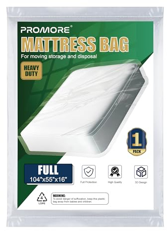 Housse Protection Matelas Déménagement et Stockage 140 x 200 cm | Housse à Matelas Plastifiée Plastique Rangement Sac de Stockage, Robuste, réutilisable, indéchirable