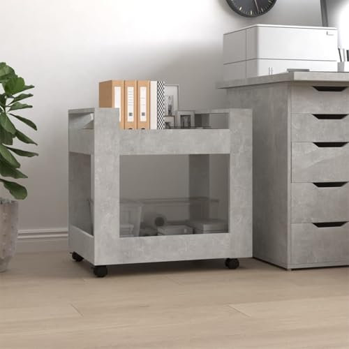 NQJIBUE Artikel-Tischwagen, Betongrau, 60 x 45 x 60 cm, Holzwerkstoff, Trolleys