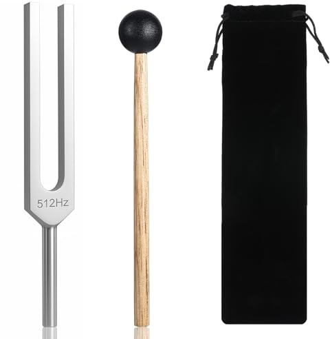 Ptwola 512hz Tuning Fork Tuning Fork Activator Weighted Unweighted | Aluminum Alloy, with Silicone Hammer, Storage Bag, Tuning Forks Set, for Sound Therapy, Devices, Yoga Meditation