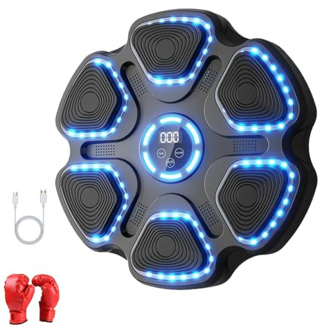 Kamanan Music Bluetooth Boxing Machine für Erwachsene,Beat Box Machine mit 9 Geschwindigkeitsmodi und Zählmodus,Wand Ziel Boxmaschine mit Handschuhen,Wall Mounted Boxing Workout