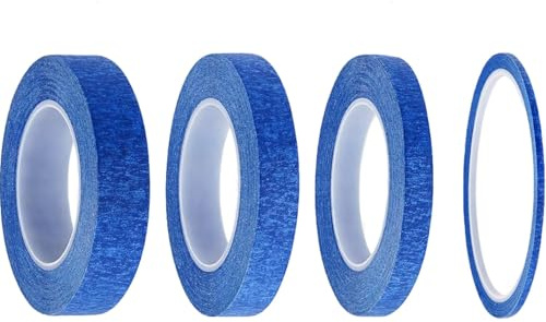 Ezranova 4 Rolls Blue Masking Tape,Fine Line Tapes,Painters Tape,Artist Painting Tape,5mm/8mm/10mm/15mm Wide Writable Masking Tape,Premium Paint Tape for Painting and Decorating