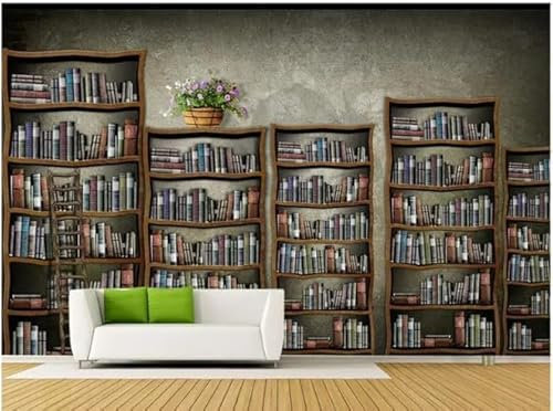 XLMING Retro Simple Cubic Bücherregal Bücher 3D Tapeten Tapete Home Esszimmer Möbel Sofa Schlafzimmer Wohnzimmer TV Hintergrund-150cm×105cm