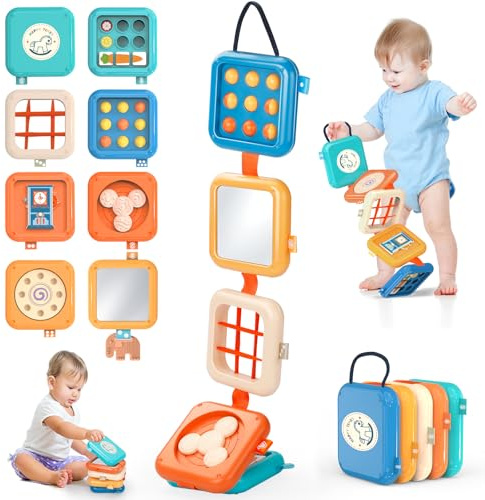 HumiLuft Busy Board für 1 Jahre, 9 in 1 Montessori Spielzeug für Babys, Motorikwürfel, Kleinkinder Flugzeug Reisespielzeug, Fördert Motorik und Kognition, Motorikspielzeug Kleinkinder ab 1 2 3 Jahr