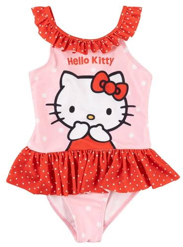 United Labels Hello Kitty baddräkt för flickor med volanger, rosa röd, baddräkt barn, badkläder