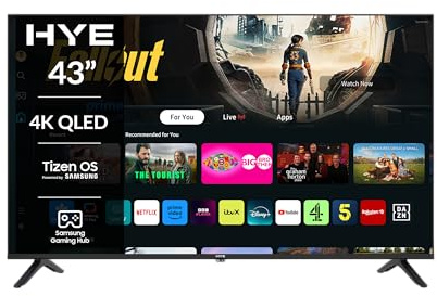 43 Inch TV QLED UHD Smart Television with Frameless Design, Bluetooth TV with Voice Control, Freeview, Wi-Fi, HDMI & USB Ports, Gaming Hub – 43QLEDS2008E