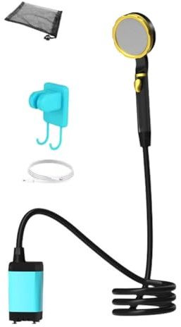 Paaruter Outdoor Shower Kit Camping Shower Pump Full Screen Digital Display 7800mah Upgraded Low Noice Outdoors Shower Kit Blue