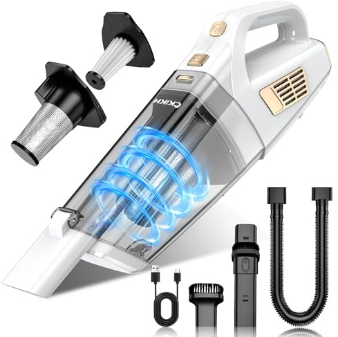CKIKH Handheld Vacuum Cleaner Cordless 15000PA Strong Suction Handheld Car Vacuum Cleaner Portable with Multi Nozzles & Washable Filter, Lightweight Dust Buster Rechargeable for Home, Car, Office