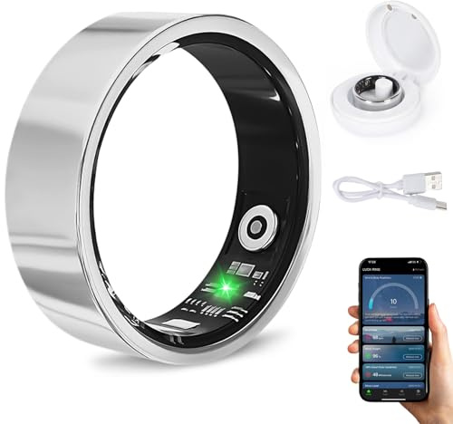 AYYDS Smart Ring Fitness Tracker für Damen Herren, Smartring mit Schritte, Schlafmonitor, Herzfrequenz, SpO2, Kalorien, Stress | Gestengesteuerte Fernbedienung| IP68 | Android und iOS (Silber, 11#)