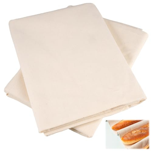 2 Stück Bäckerleinen Leinentuch Brot Backen, 90x66cm Baumwolle zum Brot Backen, Bäckerleinen Wiederverwendbar Leinentuch, Atmungsaktiv Teigtuch Gärfolie, Strudeltuch für Bäcker und Einsteiger