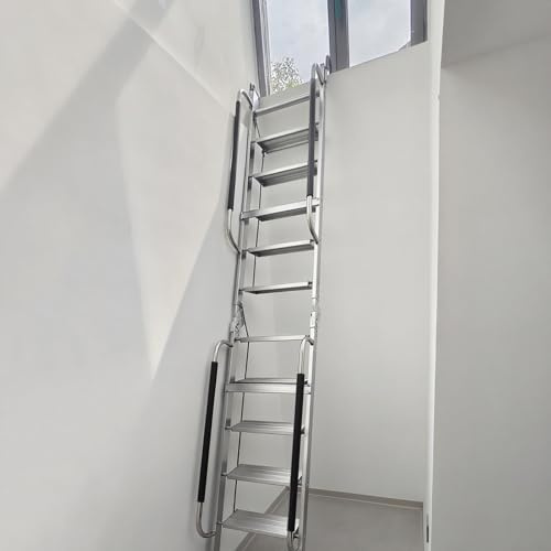 Aluminum Attic Ladder, Folding Emergency Egress Staircase, Durable Loft Access Steps for Windows & Basements, Space-Saving Climbing Solution