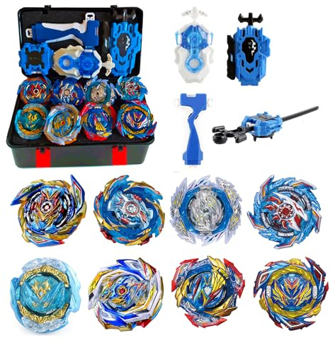 Gkopune 8pcs Gyros Turbo Set, Gyros Kreisel Set,4D Spielzeug Geschenk + Launcher Mit Box Set,LAN