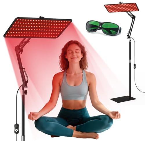 KOITHE Red Light Therapy for Face and Body, 3-Wavelength (660nm Red, 850nm, 940nm Infrared) LED Infrared Light Therapy Lamp with Adjustable Stand, Protective Glasses for Home Use, Gift for Women Girls