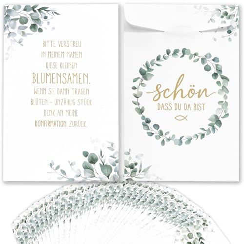 COMOOKA Gastgeschenke Konfirmation 50 Stück Samentütchen Konfirmation Geschenk für Gäste Mini PapiertütenTüten Klein Geschenktüten Mini Deko Tischdeko