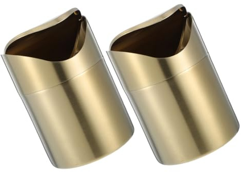 COHEALI Mini Cestino per Rifiuti da Tavolo in Acciaio Inox 304 con Coperchio Girevole, Bidone della Raccolta Differenziata Piccolo e Salvaspazio per Ufficio, Casa, Auto e Scrivania, Set