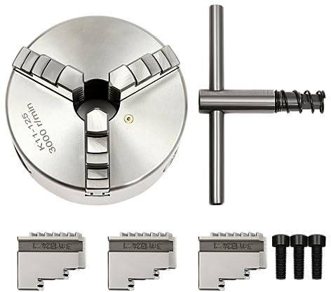 3-Backen-Spannfutter, 125mm selbstzentrierende Dreibackenfutter mit Schlüssel & Befestigungsschrauben, 3 Backenfutter für Drehmaschine, Fräs- und Bohrmaschinen