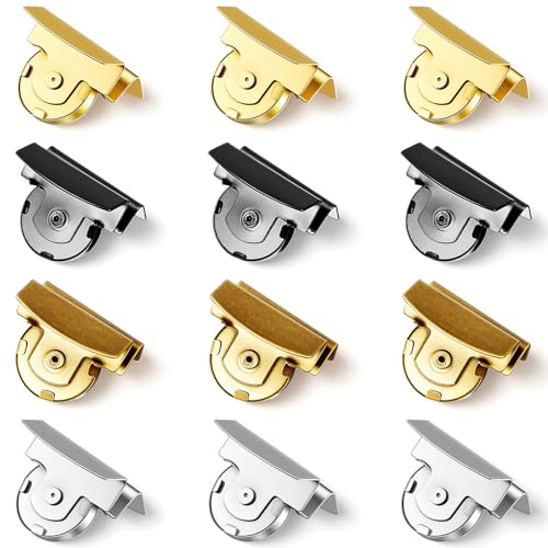 12 Pairs Magnetic Snaps Buttons, Seamless Magnetic Buckle Clasp No-Sewing Clip Closures for Purses, Totes, Clothing, Crafts, DIY Accessories (Gold/Silver/Black/Bronze)