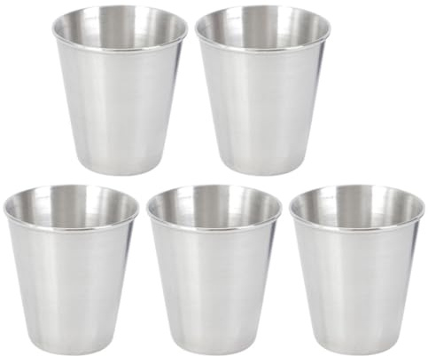 PRETYZOOM Vasos de Licor Superficie Lisa y Apilables Juego de 5 de Acero Inoxidable de 70ml Ideales para Reuniones Familiares Amigos