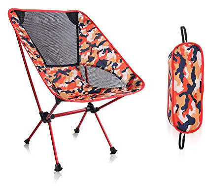 WANGLXFC Tragbar Klappbar Faltstuhl Campingstühle Ultraleicht Angelstuhl Klappstuhl Moonchair Camping Hocker mit Rückenlehne, Tragetasche für Angeln, Wandern, Picknick Unisex, Red