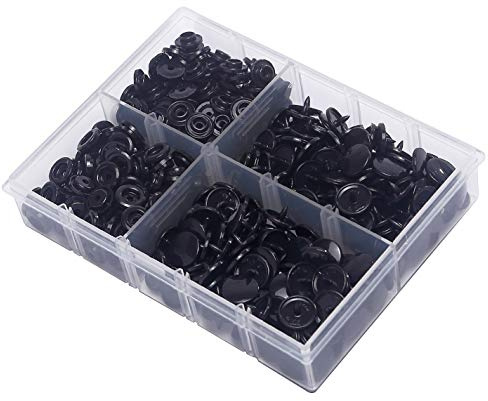 RERI KAM Snaps Schwarz 100Stück T5 Druckknöpfe Nähfrei Plastik Snaps Buttons für DIY Basteln