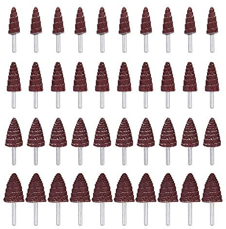 Mixiflor 40 Pack 1/4 Shank 80 Grit Cone Shape Abrasive Sandpaper Flap Sanding Wheel Grinding Head Rotary Tool for Grinding and Polishing on Surface and Side Face