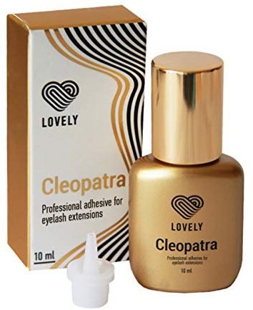 LOVELY Eyelash Glue CLEOPATRA colla velocissima per ciglia - tempo di asciugatura: IMMEDIATO - potere adesivo di 8 settimane per chi soffre di allergie per extension ciglia, 10ml nero