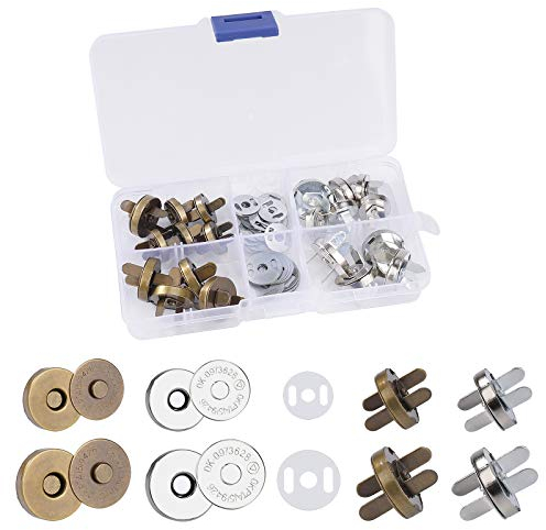 Magnetknöpfe, Magnetische Knöpfe 14mm/18mm Magnetverschluss Nähen Handwork für DIY Stricken, Basteln, Geldbörsen, Tasche Mäntel Jacken Windbreaker Geldtasche Rucksack (20 Stücke/ 2 Farben)